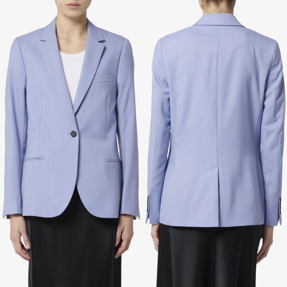 NWOT PAUL SMITH Single Breasted Wool Blazer 42 6 One Button Jacket Light Blue - Picture 3 of 6